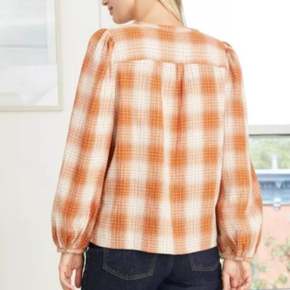 Universal Thread Women's 100% Cotton Plaid Blouse, XS - Picture 2 of 4